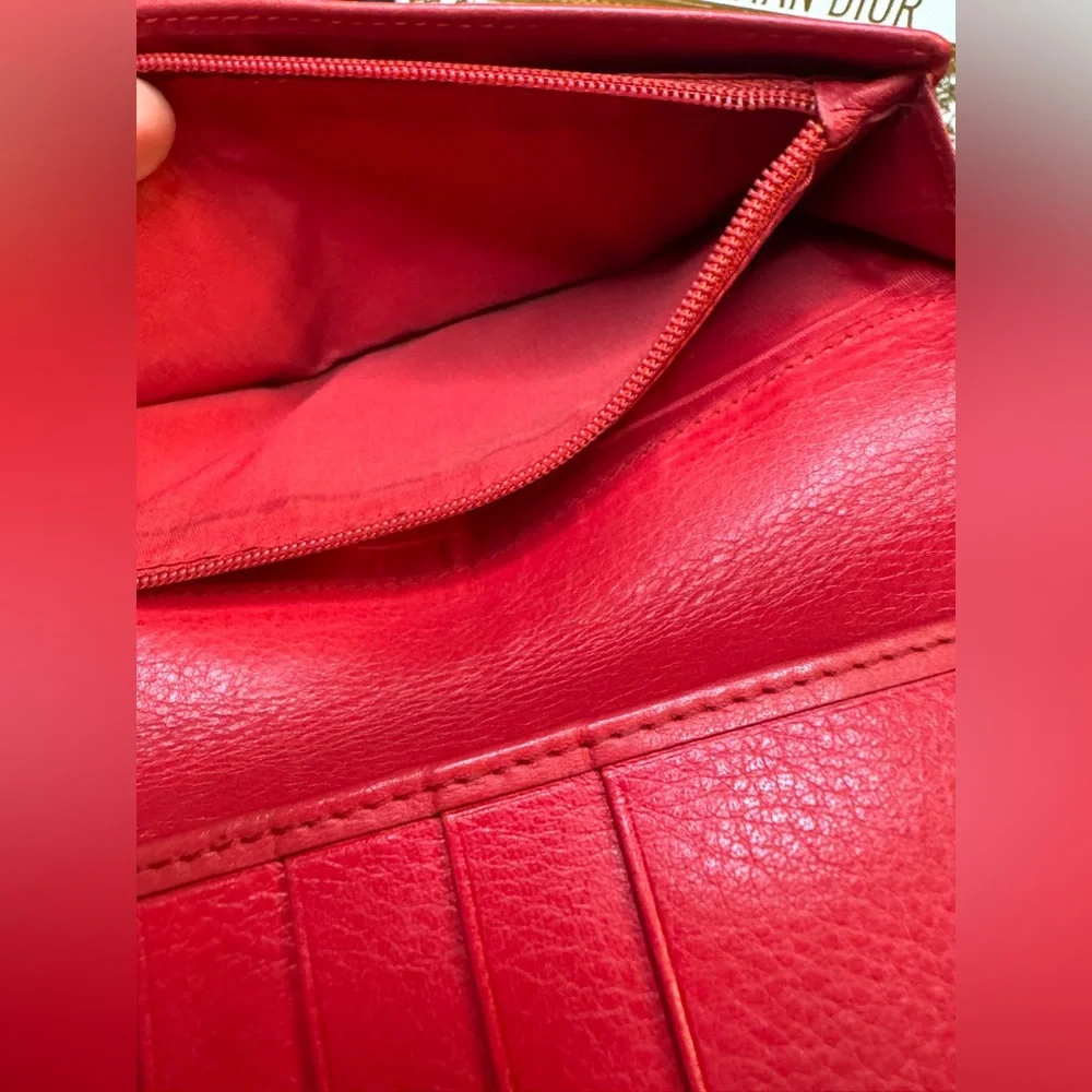Christian Dior “CD” Black w/Red Interior Leather Wallet